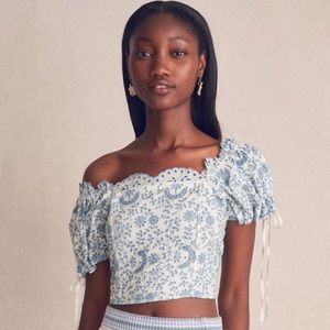 LoveShackFancy Melina Crop Top, size 6